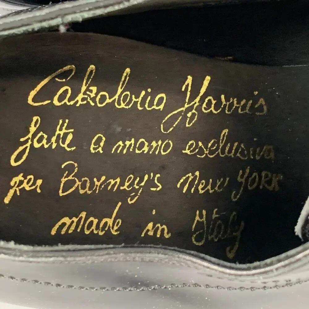CALZOLERIA HARRIS Size 12 Black Patent Leather Lace-Up Shoes